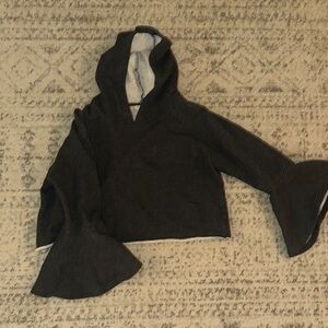 Melrose and Market Gray Cropped Hoodie with Bell Sleeves